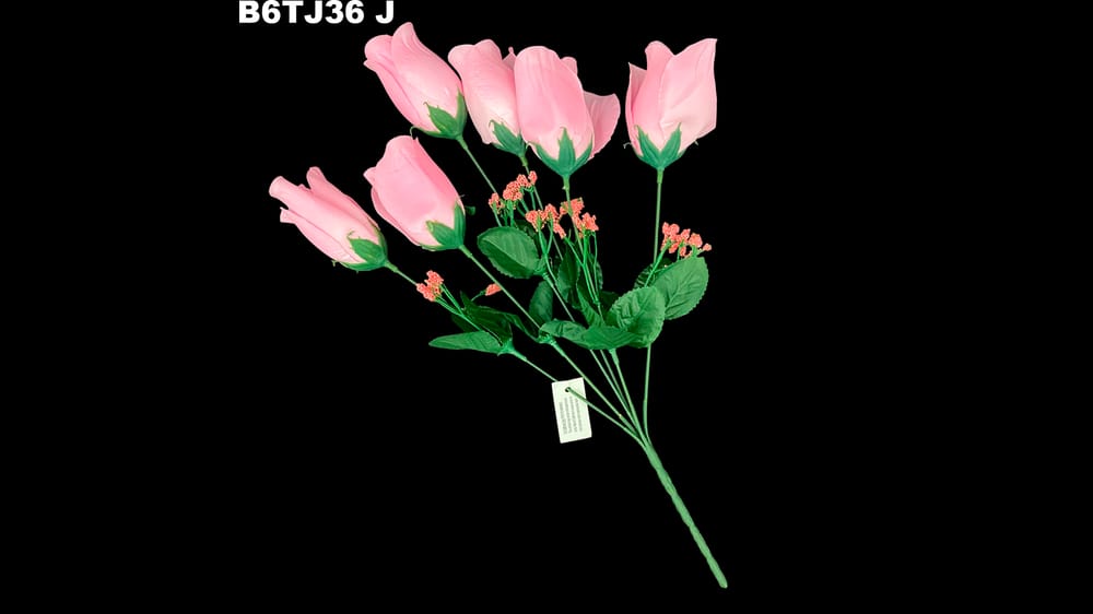 Ramo de botón de rosa * 6 satinado. Flor mide 7 cm J