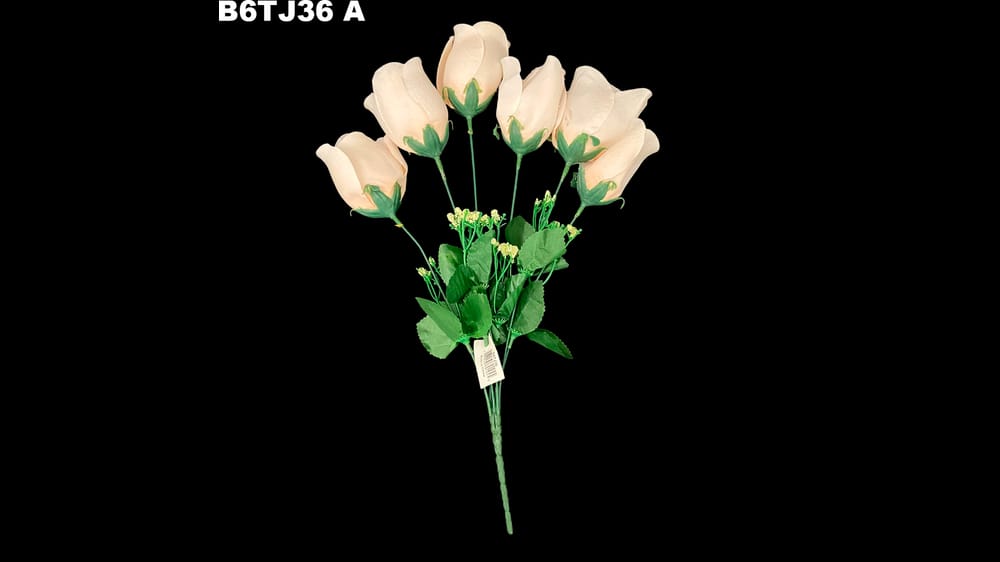 Ramo de botón de rosa * 6 satinado. Flor mide 7 cm A