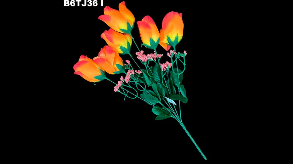 Ramo de botón de rosa * 6 satinado. Flor mide 7 cm I