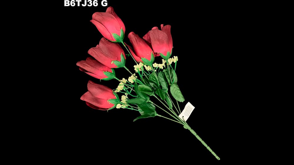 Ramo de botón de rosa * 6 satinado. Flor mide 7 cm G