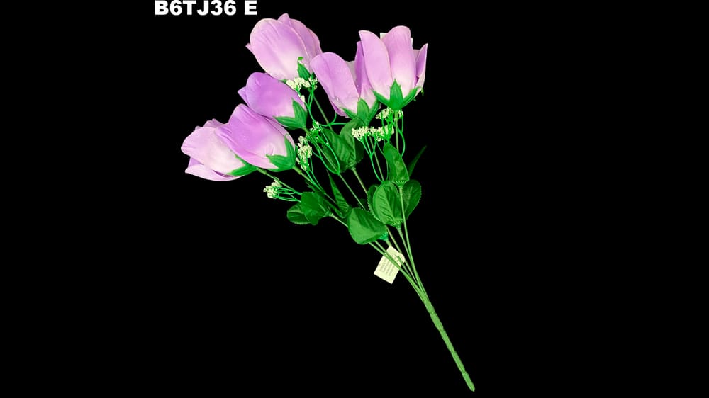 Ramo de botón de rosa * 6 satinado. Flor mide 7 cm E