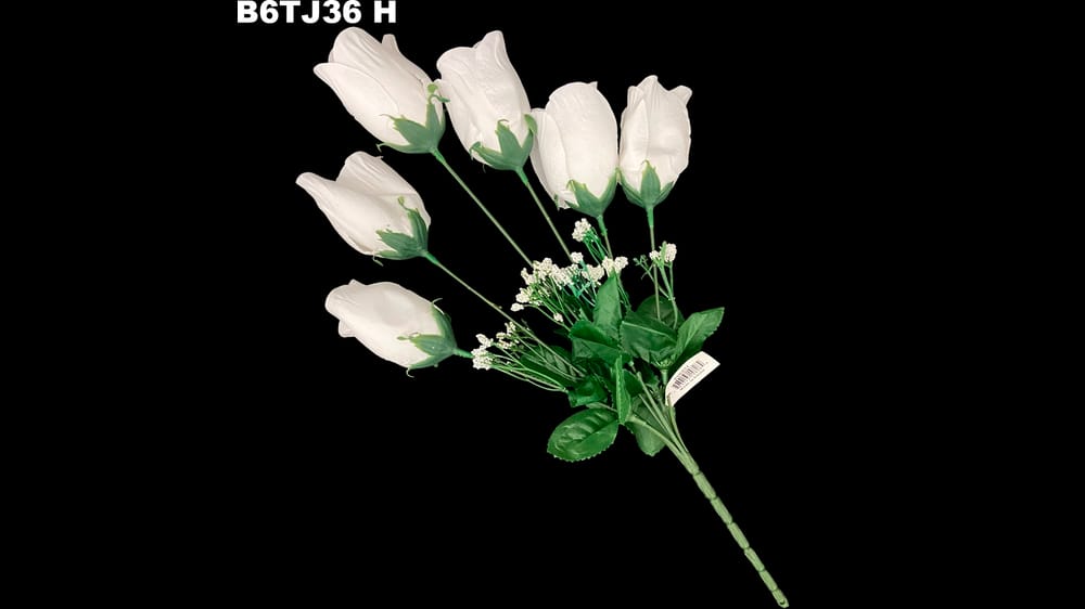 Ramo de botón de rosa * 6 satinado. Flor mide 7 cm H