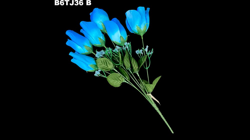 Ramo de botón de rosa * 6 satinado. Flor mide 7 cm B