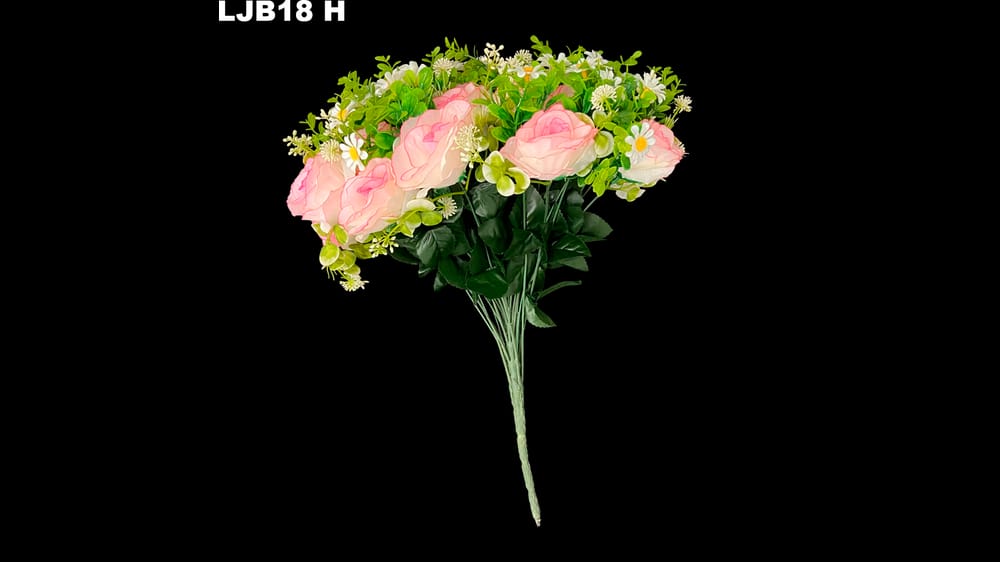 Bouquet rosa *18 con margaritas y follajes H