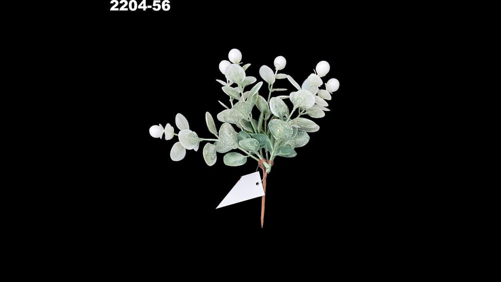 Follajito navideño de eucalipto diamantado. Mide 18 cm 2204-56