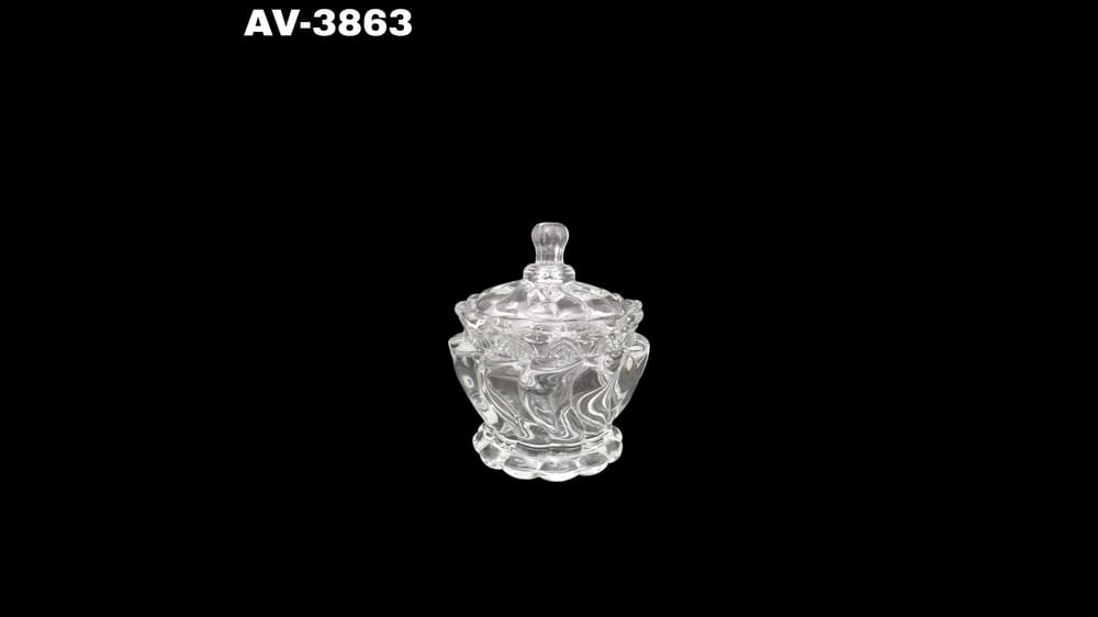 Azucarera chocolatera elegante de vidrio. Mide 11 cm  CAJA CON 48 