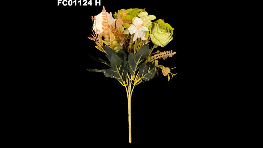 Ramito peoni con rosa vintage Mide 28 cm H