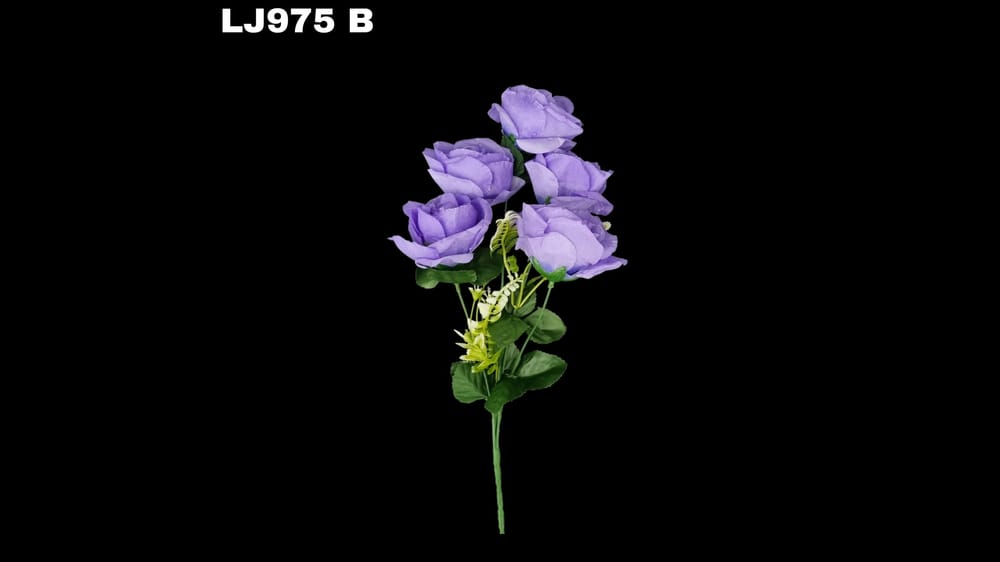 Ramito de rosa *5 con follaje flor de 7cm B