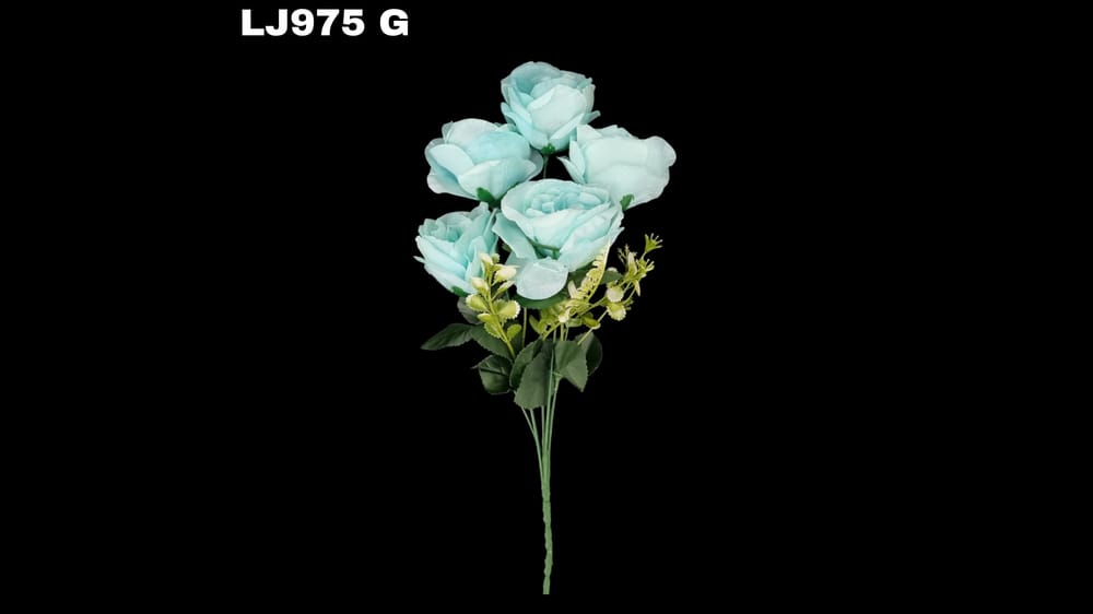 Ramito de rosa *5 con follaje flor de 7cm G