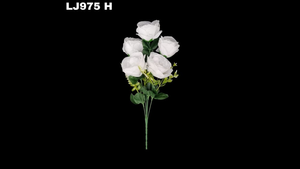 Ramito de rosa *5 con follaje flor de 7cm H