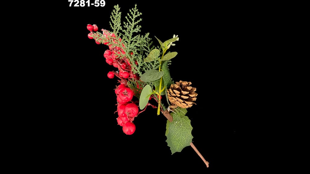 Pick con dólar,pino y hojas. Mide 32 cm 