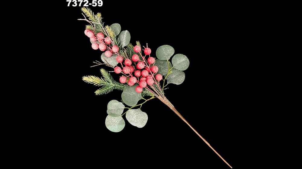 Vara grande de berries nevados con dólar. Mide 55 cm 