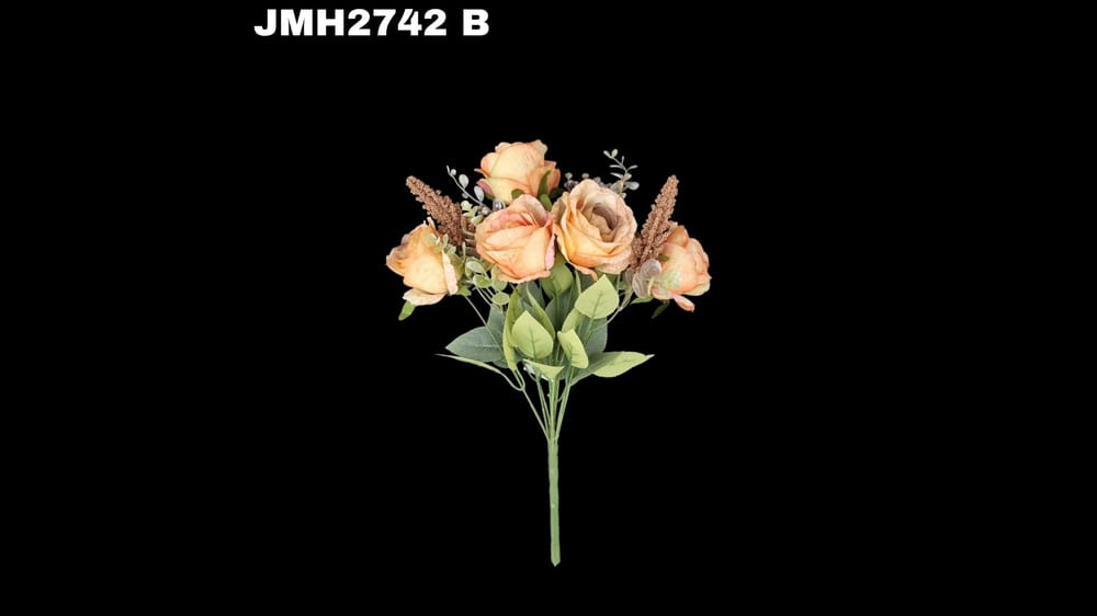 Ramo mediano de rosa *5 con espiga nevada. Mide 43 cm B