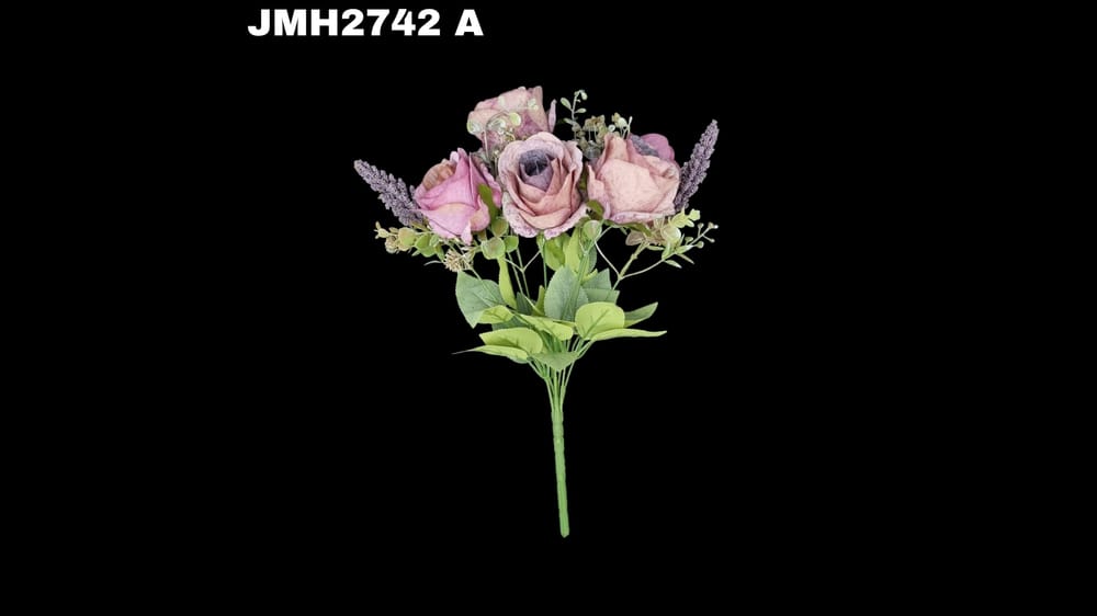 Ramo mediano de rosa *5 con espiga nevada. Mide 43 cm A