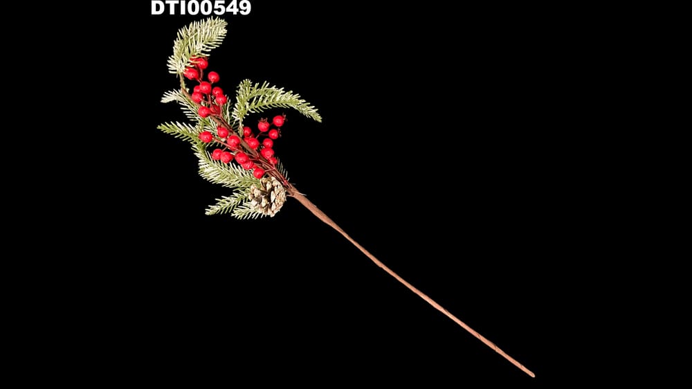 Vara de pino nevada con granadas. Mide 50 cm 