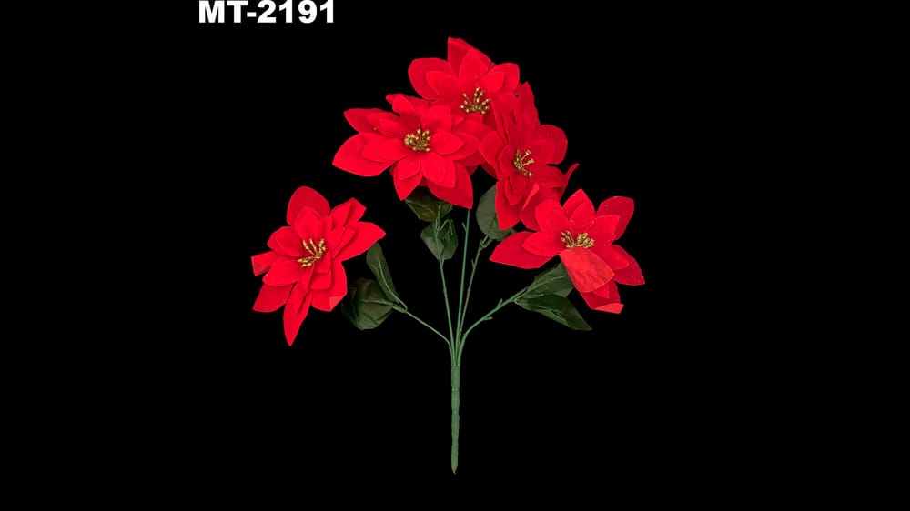 Ramo nochebuena terciopelo *5. La flor mide 20 cm		 