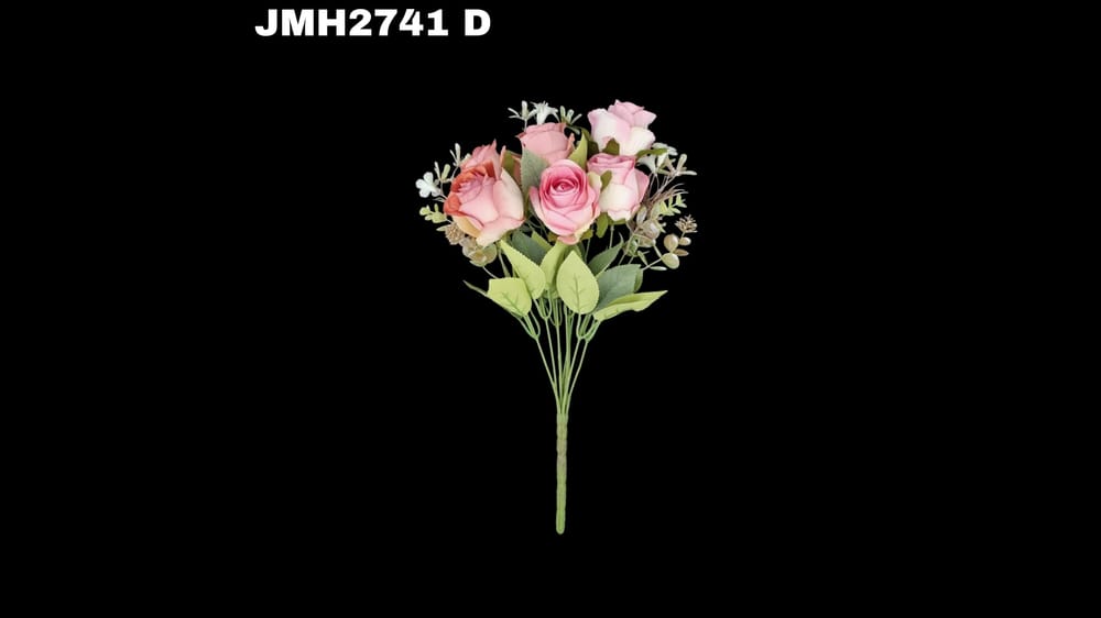 Ramo mediano botón *6 y follajes. Mide 40 cm D