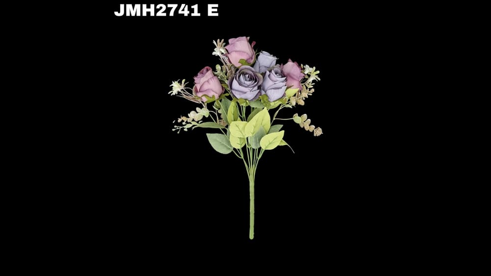 Ramo mediano botón *6 y follajes. Mide 40 cm E