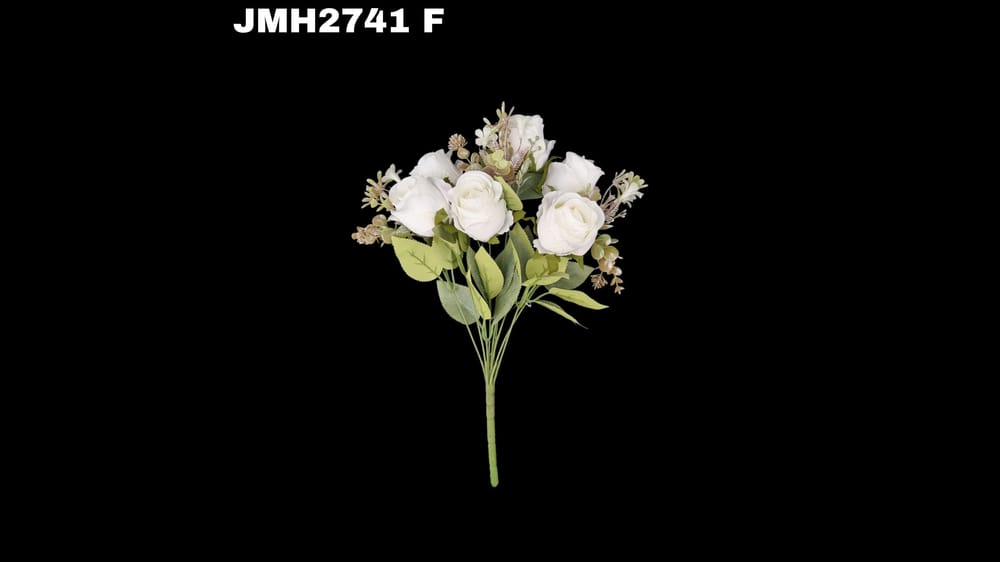 Ramo mediano botón *6 y follajes. Mide 40 cm F