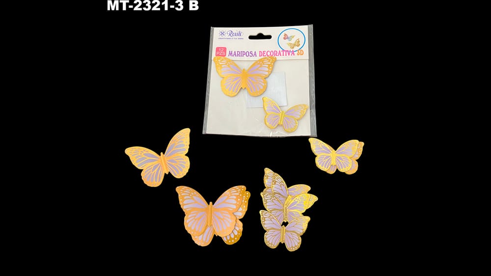 Mariposa en 3d. Paquete con 12 de varios tamaños chicos B