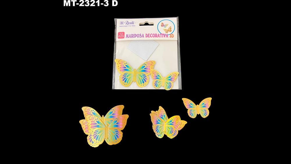Mariposa en 3d. Paquete con 12 de varios tamaños chicos D