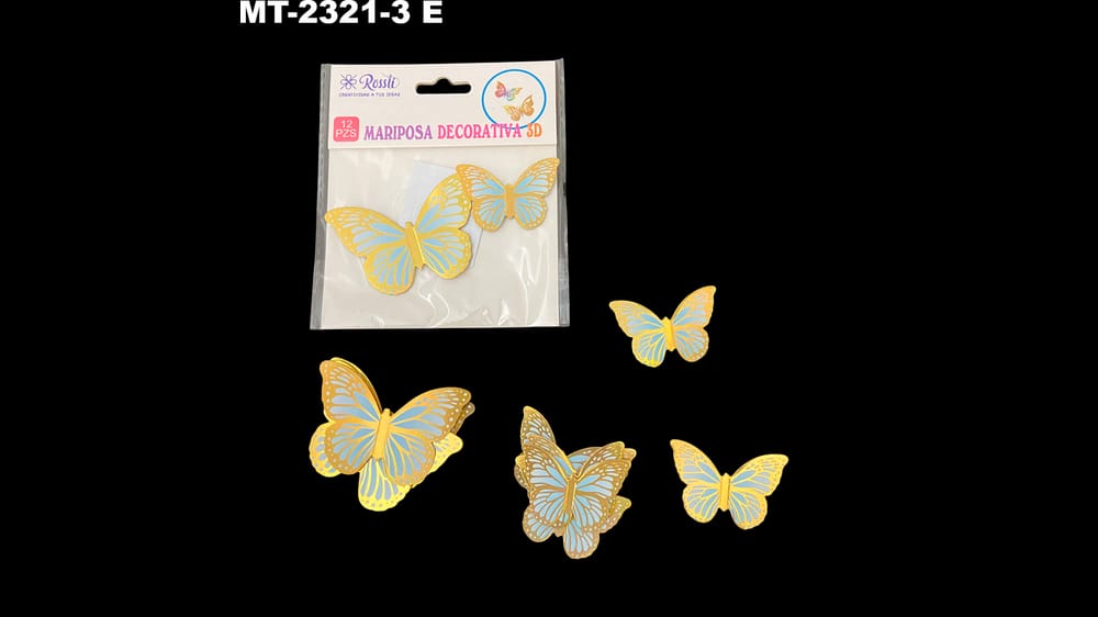 Mariposa en 3d. Paquete con 12 de varios tamaños chicos E