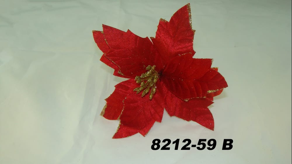 Vara nochebuena terciopelo filo oro hoja 12 cm B