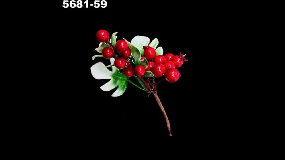 Pick de berries con hojas y granadas. Mide 20 cm 