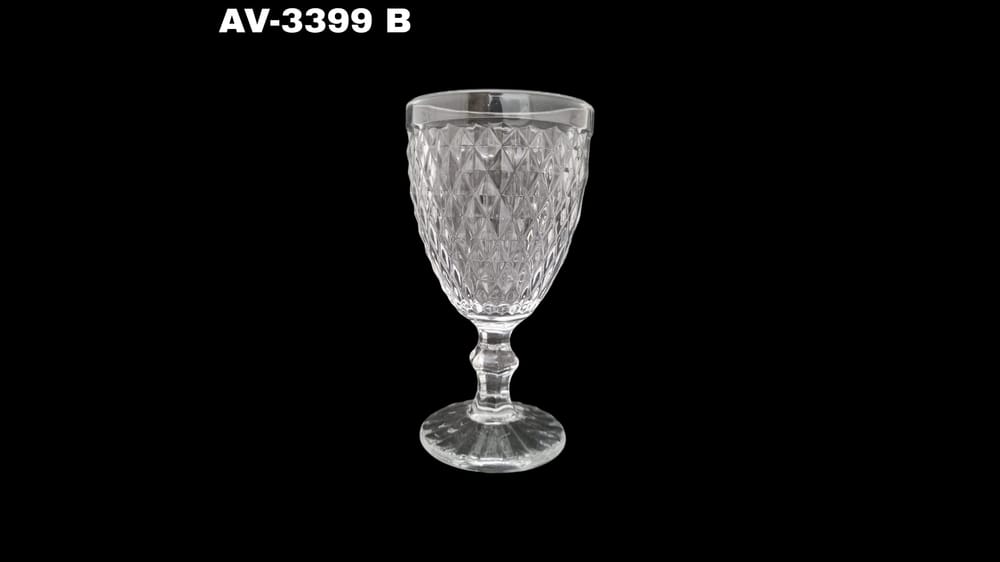 Copa gravada transparente 250 ml. Mide 16.5 cm  CAJA CON 48