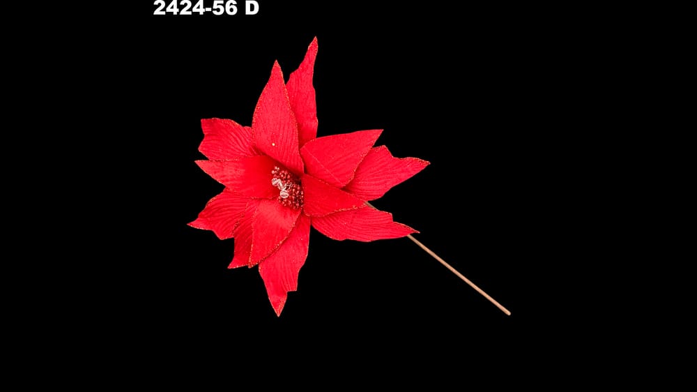 Vara nochebuena con filo glitter. Mide flor 28 cm D