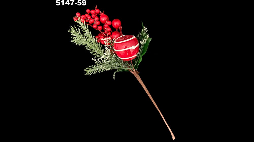 Pick de cerezas con manzana glaseada. Mide 25 cm 