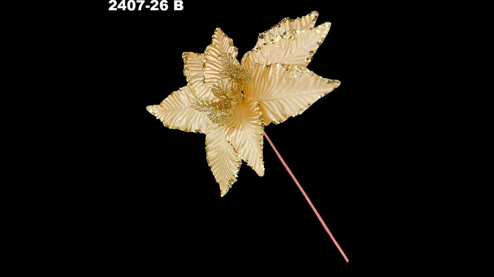Vara corta nochebuena con lentejuela. Flor de 26 cm B