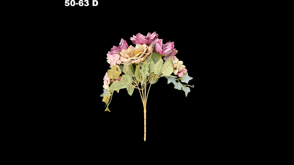 Ramo fino vintage rosas con hortencias. Mide 30 cm D