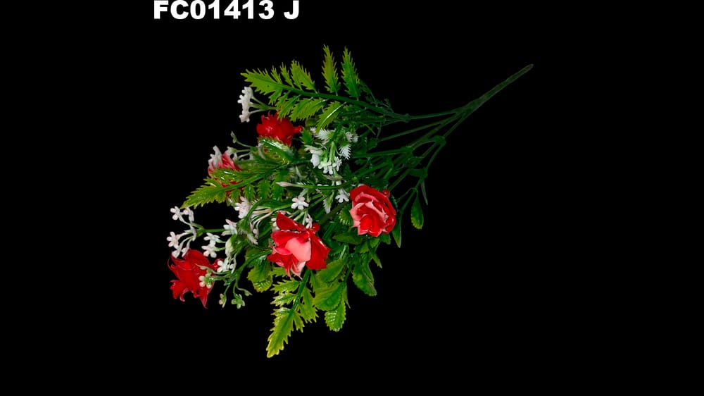 Mix de follaje de plástico con flor *5 J