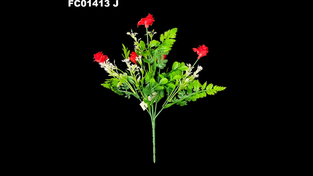 Mix de follaje de plástico con flor *5 J