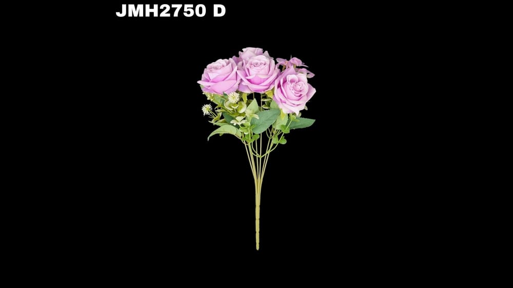 Ramo mediano Rosa *4 con hortencia. Mide 37 cm D