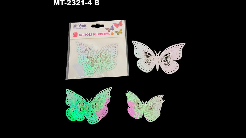 Mariposa en 3d. Paquete con 12 de varios tamaños tornasol B