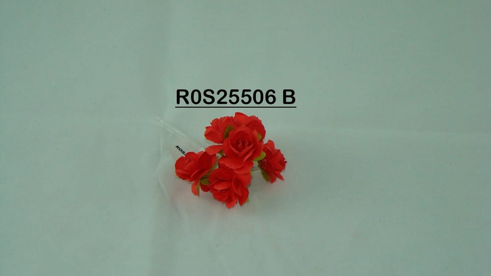 Rosa de papel con 6 flores bolsa con 12 ramos (72 flores) cada flor mide 2.5 cm B