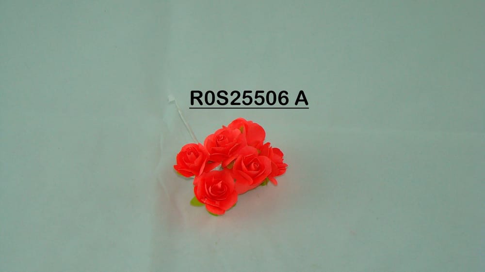 Rosa de papel con 6 flores bolsa con 12 ramos (72 flores) cada flor mide 2.5 cm A