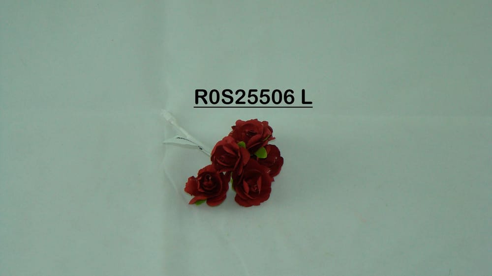 Rosa de papel con 6 flores bolsa con 12 ramos (72 flores) cada flor mide 2.5 cm L