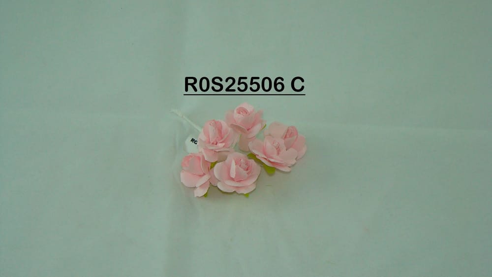 Rosa de papel con 6 flores bolsa con 12 ramos (72 flores) cada flor mide 2.5 cm C