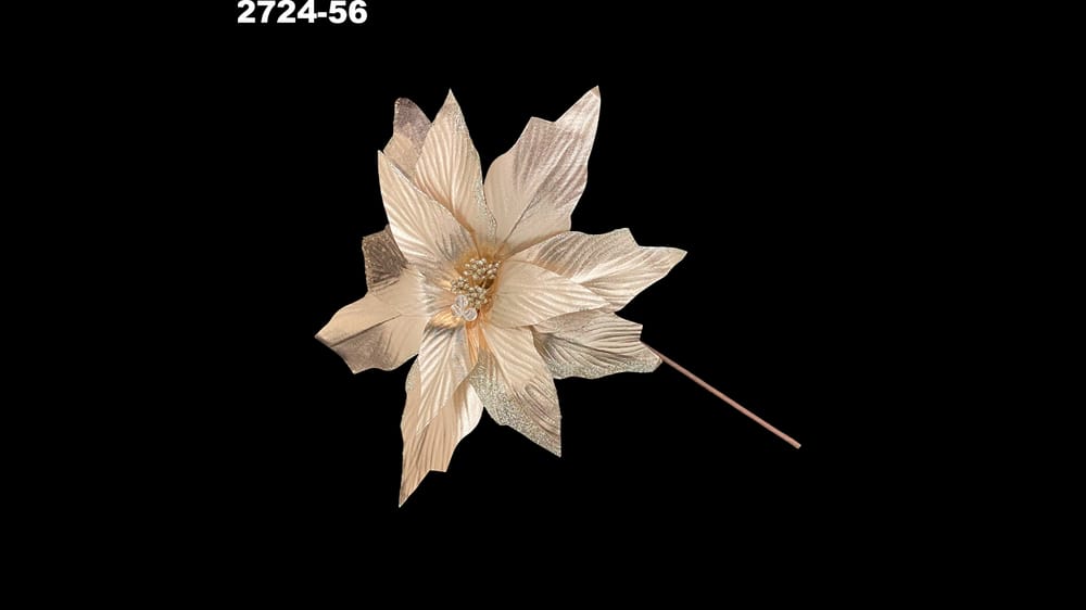 Vara nochebuena metálica con glitter. Flor de 35 cm