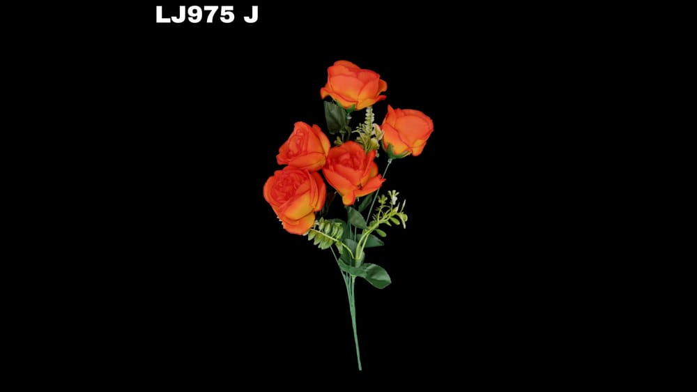 Ramito de rosa *5 con follaje flor de 7cm