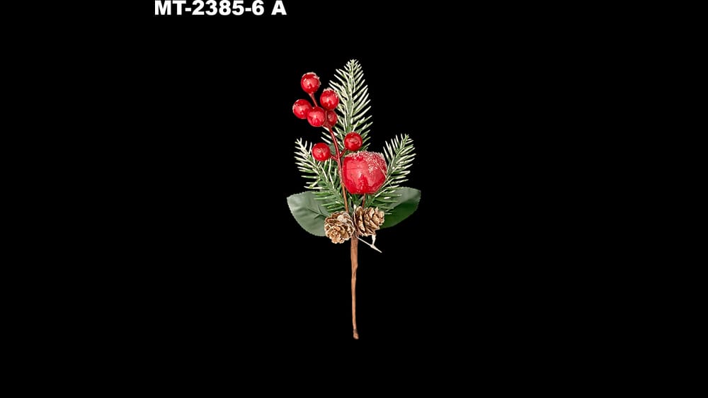 Corsage manzana con perlina, cherries, piña. Mide 25 cm