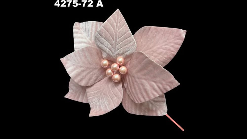 Vara nochebuena terciopelo gravada. Flor de 25 cm