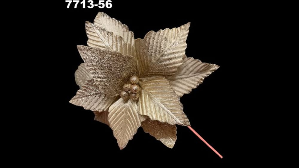 Vara nochebuena Diamanada con esferas. Flor de 24 cm