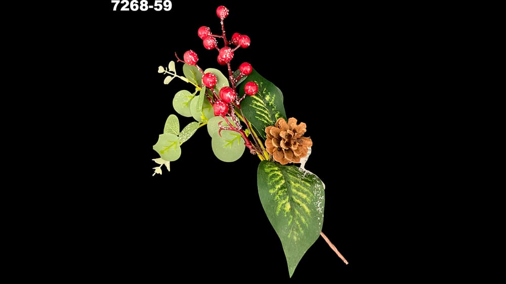 Pick nevado con manzana y dólar. Mide 25 cm