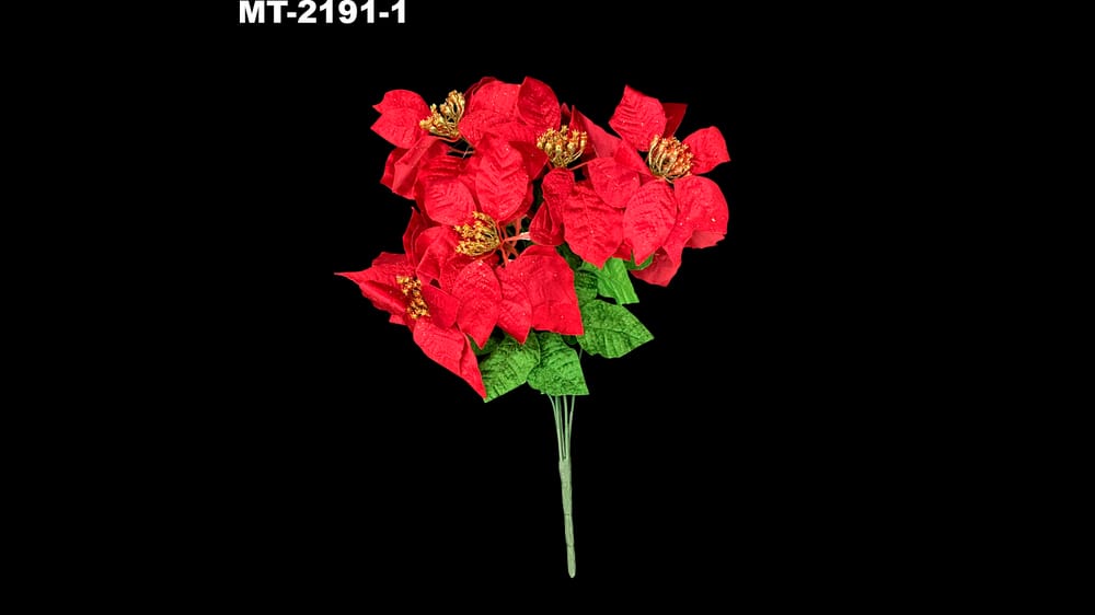 Ramo nochebuena mediano terciopelo* 5. La flor mide 20 cm