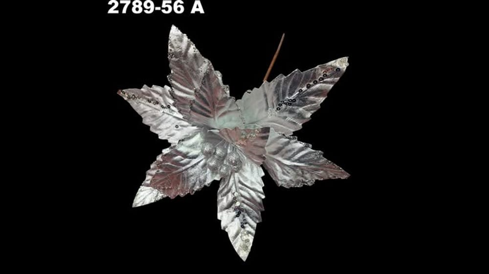 Vara nochebuena metálica con glitter. La flor mide 27 cm