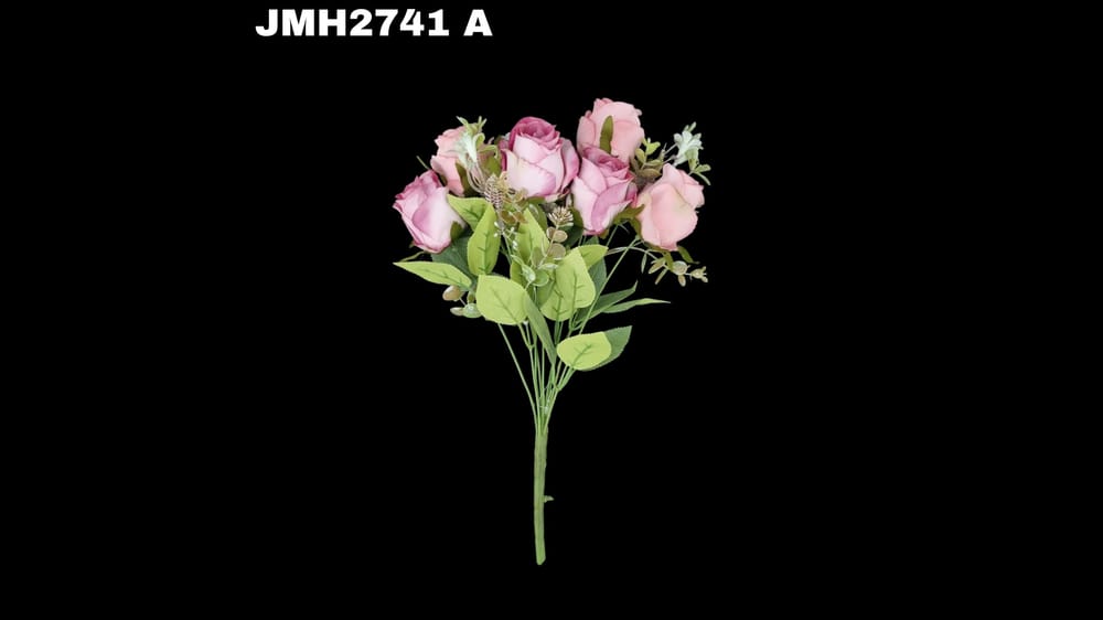 Ramo mediano botón *6 y follajes. Mide 40 cm